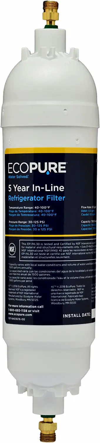 EcoPure EPINL30 5 Year in-Line Refrigerator Filter