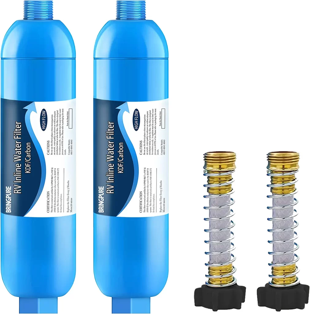 RV Inline Water Filter with Flexible Hose Protector