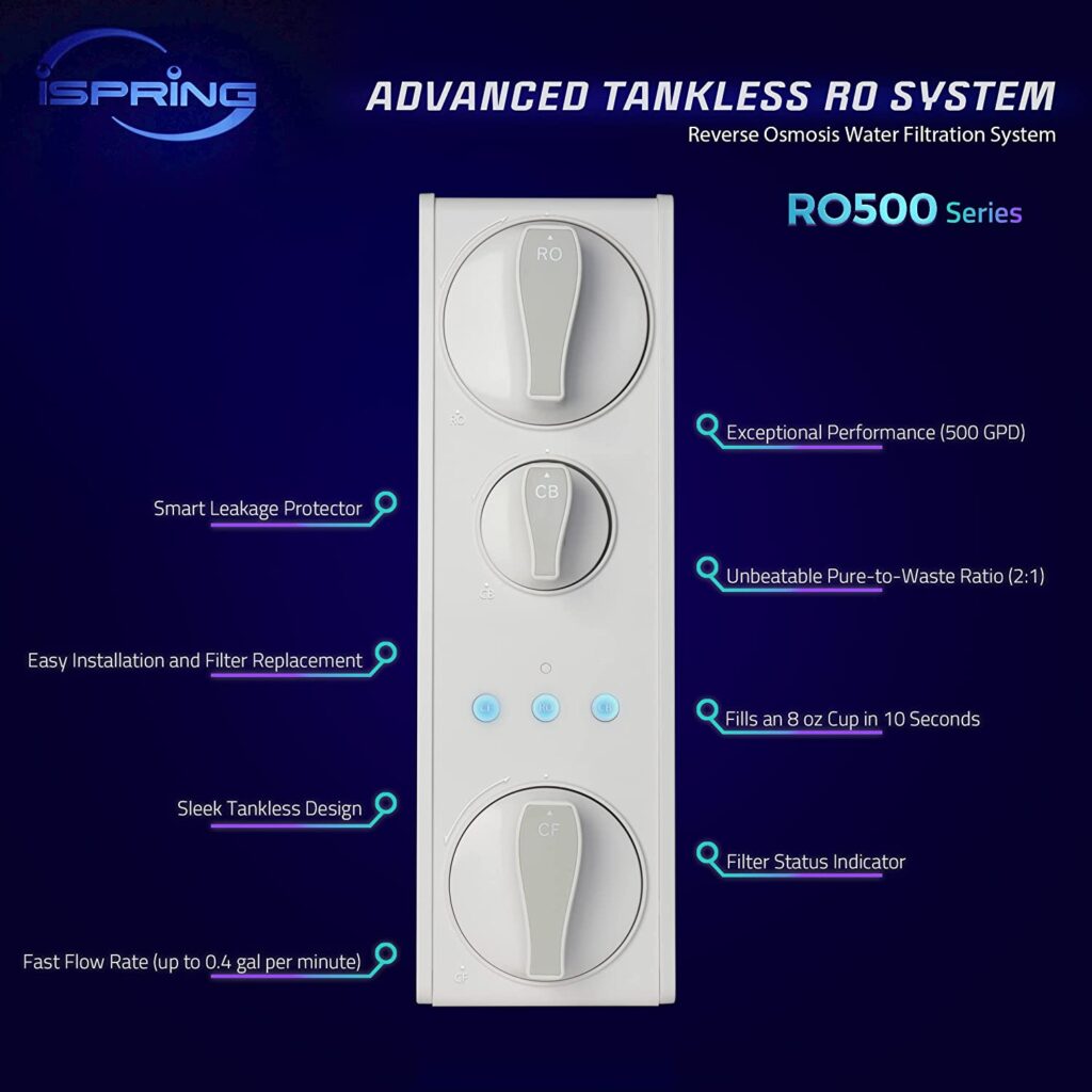 iSpring RO500AK-BN Tankless RO Reverse Osmosis Water Filtration System