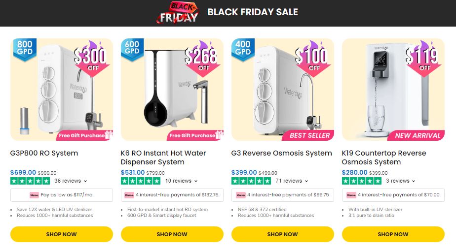 Waterdrop water filter black friday sale